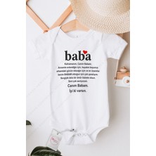 Hediyenza Canım Babam Baskılı Unisex Bebek Body & Zıbın Özel Olay İçin Beyaz Renk