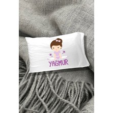 Hediyenza Lila Baskılı Yazılı Dekoratif Çocuk Yastık Kılıfı 50X70 cm 1 Adet - Tek Kişilik- Beyaz