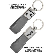 Promosyon Denizi Ön Yüz  Tpıumph  Logolu Arka Yüz Plakanıza Özel Gri Anahtarlık