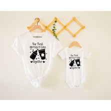 Hediyenza Ilk Anneler Günü Anne T-Shirt, Bebek Zıbın (Tekli Üründür Kombin Yapmak Içn 2 Adet Sepete Ekleyiniz)
