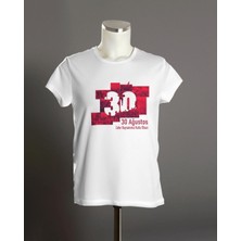 Hediyenza 30 Ağustos Zafer Bayramı Baskılı Relaxed Fit Bisiklet Yaka Beyaz Unisex Basic Tişört T-Shirt