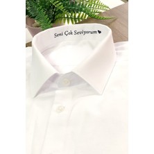 Hediyenza Seni Seviyorum Baskılı Sevgililer Günü Hediye Erkek Beyaz Slim Fit Gömlek