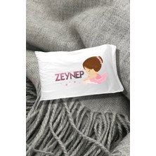 Hediyenza Pembe Balerin Baskılı Yazılı Dekoratif Çocuk Yastık Kılıfı 50X70 cm 1 Adet - Tek Kişilik- Beyaz