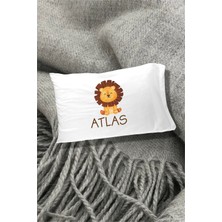 Hediyenza Sevimli Aslan Baskılı Yazılı Dekoratif Çocuk Yastık Kılıfı 50X70 cm 1 Adet - Beyaz