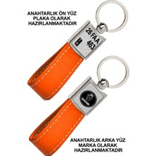 Promosyon Denizi Ön Yüz Saab  Logolu Arka Yüz Plakanıza Özel Turuncu Anahtarlık