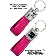 Promosyon Denizi Ön Yüz Seat  Logolu Arka Yüz Plakanıza Özel Pembe Anahtarlık