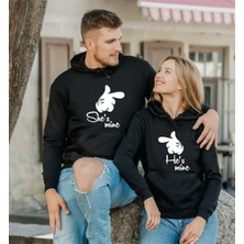 Hediyenza 14 Şubat Hediye Çift Sevgili Kombinleri Couple Clothing  3 Iplik Kapüşonlu Sweatshirt 2 Adet