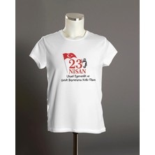 Hediyenza 23 Nisan Bayram Bayrak Atatürk T-Shirt , Çocuk Bayramı Baskılı Unisex Çocuk Kısa Kollu T-Shirt