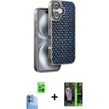İlk El Grup Ieg™ iPhone 16 Siluet Form Serisi - Şeffaf 360 Full Body Arka Koruyucu + Lacivert Raze Metal Kamera Lens