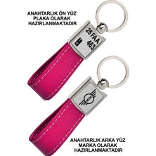 Promosyon Denizi Ön Yüz  Mınıcooper Logolu Arka Yüz Plakanıza Özel Pembe Anahtarlık