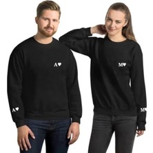 Hediyenza Kişiye Özel Harf Baskılı 2’li Sweatshirt Sevgili Kombini Baskılı Sevgililer Günü Hediyesi