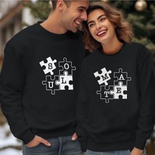 Hediyenza Sevgili Kombini Soulmate Puzzle Ruh Eşi Baskılı Sevgililer Günü Hediyesi Sweatshirt Yetişkin