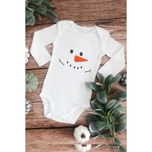 Hediyenza Kardan Adam Baskılı Uzun Kollu Bebek Body & Zıbın
