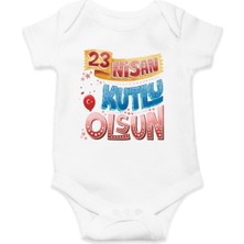 Hediyenza 23 Nisan Kutlu Olsun Baskılı Pamuklu Bebek Body & Zıbın
