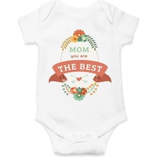 Hediyenza Mom You Are The Best Baskılı Pamuklu Bebek Body & Zıbın