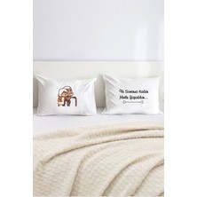 Hediyenza Sonsuza Kadar Mutlu Yaşadılar Çift Kişilik Dekoratif Yastık Kılıfı 50X70 cm - Beyaz