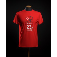 Hediyenza 23 Nisan Bayram Takvimi Atatürk T-Shirt , Çocuk Bayramı Baskılı Çocuk Kısa Kollu Kırmızı T-Shirt