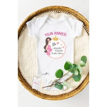 Hediyenza Unisex Bebek Beyaz Ilk Anneler Günün Kutlu Olsun Baskılı Yarım Kollu Bebek Body & Zıbın