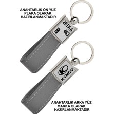 Promosyon Denizi Ön Yüz Kymc  Logolu Arka Yüz Plakanıza Özel Gri Anahtarlık