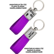 Promosyon Denizi Ön Yüz Motoguzzi  Logolu Arka Yüz Plakanıza Özel Mor Anahtarlık