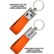 Promosyon Denizi Ön Yüz Megelli   Logolu Arka Yüz Plakanıza Özel Turuncu Anahtarlık