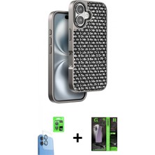 İlk El Grup Ieg™ iPhone 16 Siluet Form Serisi - Şeffaf 360 Full Body Arka Koruyucu + Lacivert Raze Metal Kamera Lens