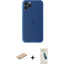 İlk El Grup Ieg™ iPhone 11 Pro Max Yadigar Yansıma Serisi - Şeffaf Pasifik Cam Ekran Koruyucu + Sarı Renkli Kamera Lens Koruma Cam