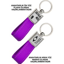 Promosyon Denizi Ön Yüz Togg  Logolu Arka Yüz Plakanıza Özel Mor Anahtarlık