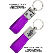 Promosyon Denizi Ön Yüz Jawa  Logolu Arka Yüz Plakanıza Özel Mor Anahtarlık