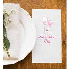 Hediyenza Isme Özel Doğum Günü Pembe Balonlar Sunum Peçetesi 20 Adet