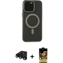 İlk El Grup Ieg™ iPhone 15 Pro Max Yadigar Işık - Siyah Buffer Cam Ekran Koruyucu + Siyah Raze Metal Kamera Lens