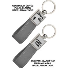 Promosyon Denizi Ön Yüz  Audi Logolu Arka Yüz Plakanıza Özel Gri Anahtarlık