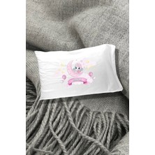 Hediyenza Pembe Fil Baskılı Yazılı Dekoratif Yastık Kılıfı 50X70 cm 1 Adet - Beyaz