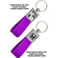 Promosyon Denizi Ön Yüz  Honda Logolu Arka Yüz Plakanıza Özel Mor Anahtarlık