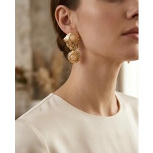 Krem Taşlı Vintage Küpe