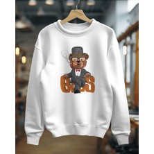Hediyenza Boss Teddy Bear Sweatshirt Unisex Yetişkin 3 Iplik Kalın Kumaş