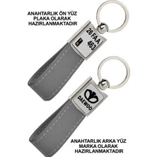 Promosyon Denizi Ön Yüz  Daewoo Logolu Arka Yüz Plakanıza Özel Gri Anahtarlık