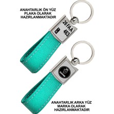 Promosyon Denizi Ön Yüz Saab  Logolu Arka Yüz Plakanıza Özel Turkuaz Anahtarlık