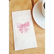 Hediyenza Pembe Kurdele Fiyonk Baskılı Sunum Peçetesi Pink Bow Napkins 0013 20 Adet