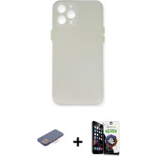 İlk El Grup Ieg™ iPhone 12 Pro Max Yadigar Yansıma Serisi - Şeffaf Temperli Cam Ekran Koruyucu + Pembe Renkli Kamera Lens Koruma Cam