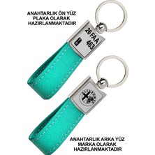 Promosyon Denizi Ön Yüz Alfaromeo  Logolu Arka Yüz Plakanıza Özel Turkuaz Anahtarlık