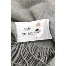 Hediyenza Balerin Baskılı Yazılı Dekoratif Çocuk Yastık Kılıfı 50X70 cm 1 Adet - Tek Kişilik- Beyaz