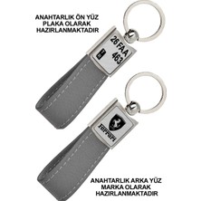 Promosyon Denizi Ön Yüz  Ferrari Logolu Arka Yüz Plakanıza Özel Gri Anahtarlık