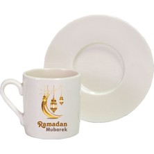 Hediyenza Ramadan Mubarek Gold 2 Ramadan Kareem Hadia Finjan Qahwa Tasarım Baskılı Türk Kahve Fincanı 1 Adet