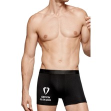 Hediyenza Groom Damat Hediye Erkek Siyah Pamuklu Likralı Boxer