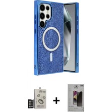 İlk El Grup Ieg™ Galaxy S24 Ultra Eksen Çizgi - Siyah Bilvis Hayalet Cam Ekran Koruyucu + Derin Mor Bilvis Titan Kamera Lens