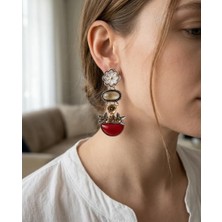 Çiçek Detaylı Sarkıt Vintage Küpe