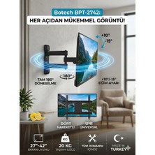 Botech BPT-2742 Dört Hareketli 180 Derece Döner Tv Askı Aparatı - 27"-42" Ekran Uyumlu