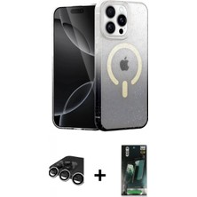 İlk El Grup Ieg™ iPhone 15 Pro Max Eksen Minimal Özel Seri - Siyah 360 Mat Full Body Arka Koruyucu + Gümüş Raze Metal Kamera Lens