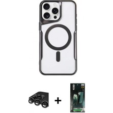 İlk El Grup Ieg™ iPhone 15 Pro Max Yadigar Klasik Özel Seri - Şeffaf 360 Full Body Arka Koruyucu + Titanyum Gri Raze Metal Kamera Lens